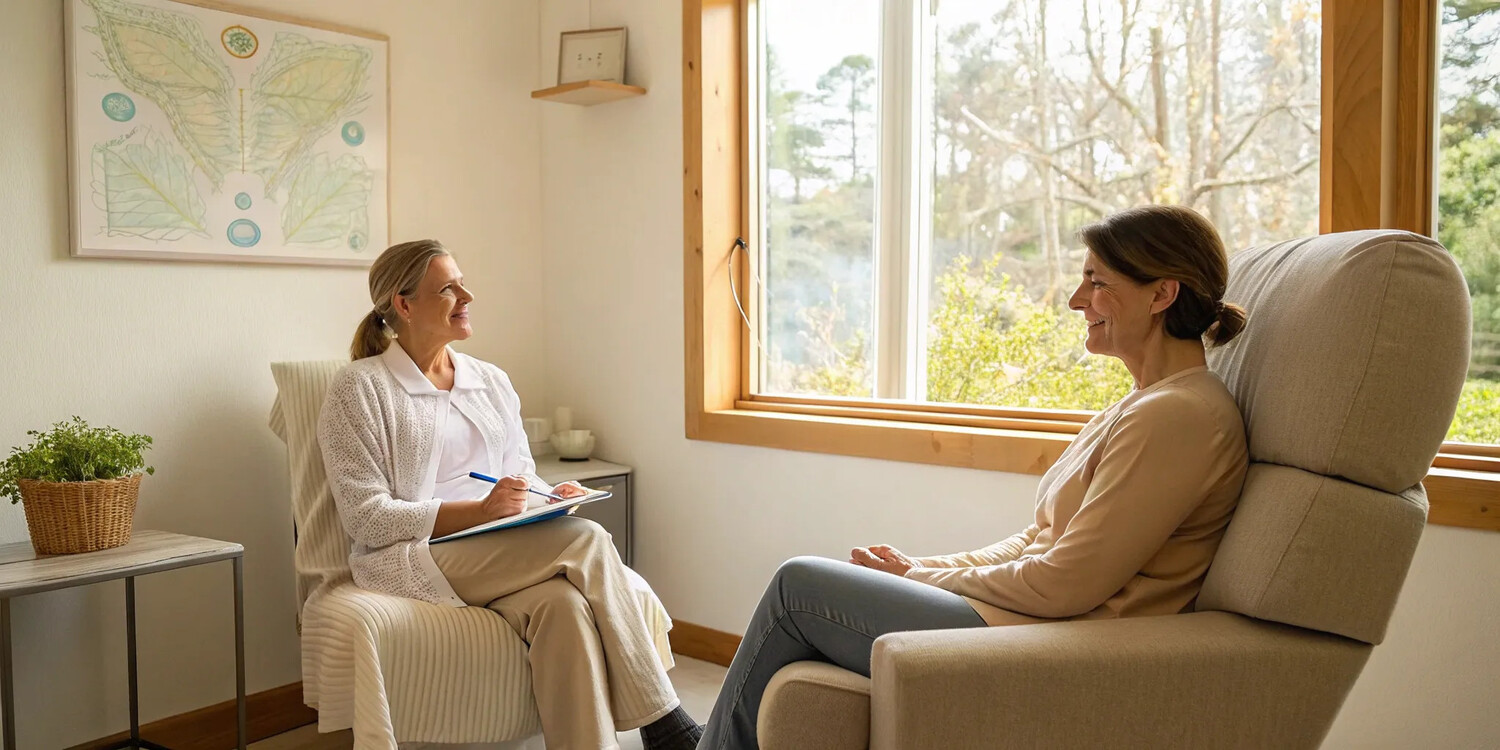 Patient and provider discussing exosome therapy in a modern clinic near me.