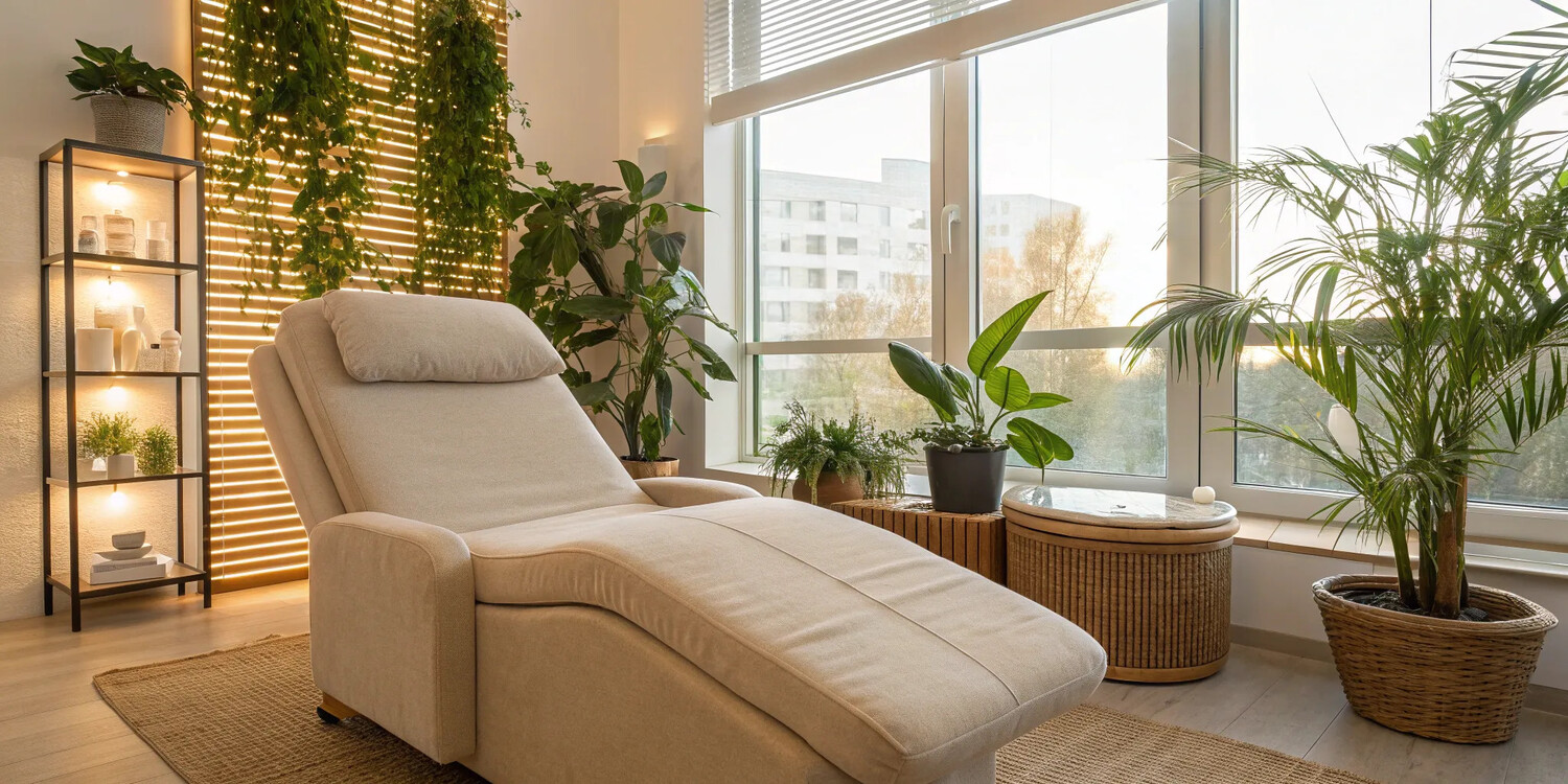Interior of a top male hormone clinic in Atlanta with a modern patient lounge.