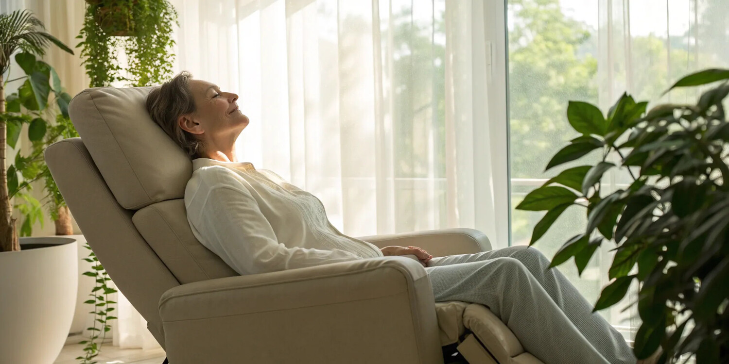 Patient relaxing during treatment at an Atlanta regenerative medicine center.