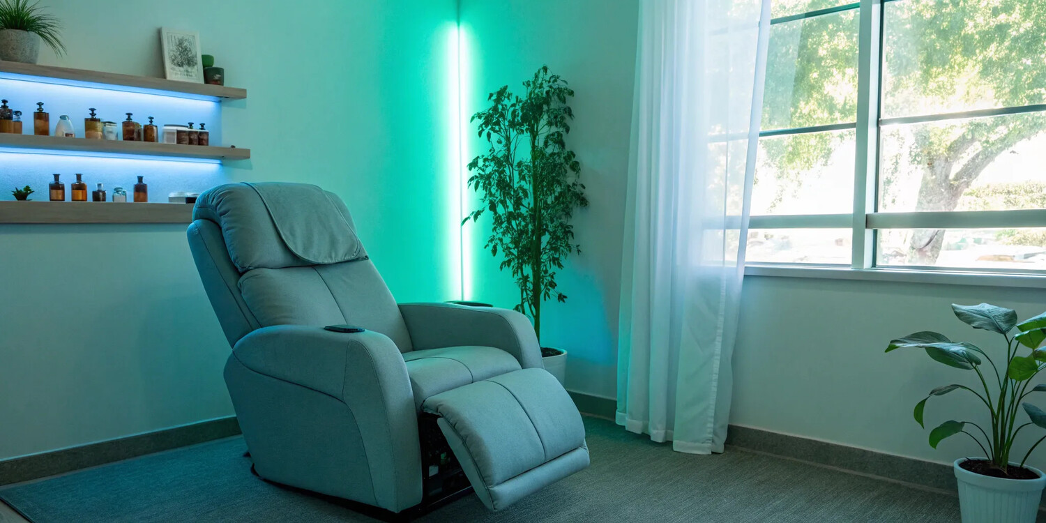 Consultation room in a modern regenerative medicine clinic in Atlanta.