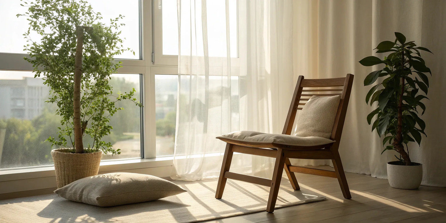 A supportive chair in a bright room, an important element for fixing your posture.