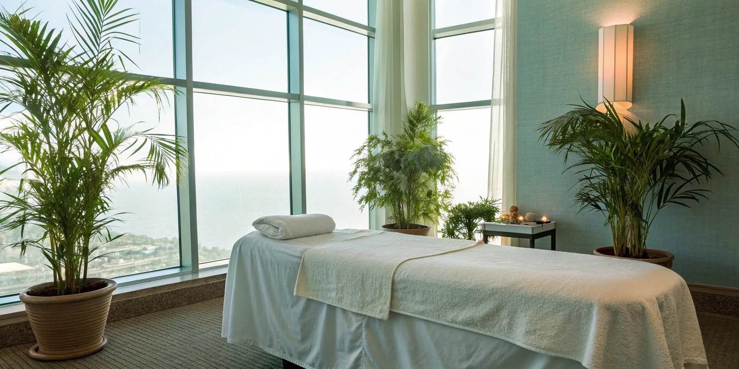 A calm treatment room for wellness memberships offering chiropractic and decompression therapy.