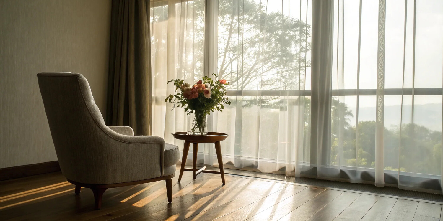 A sunlit chair and flowers, a peaceful setting for a woman managing low estrogen during perimenopause.
