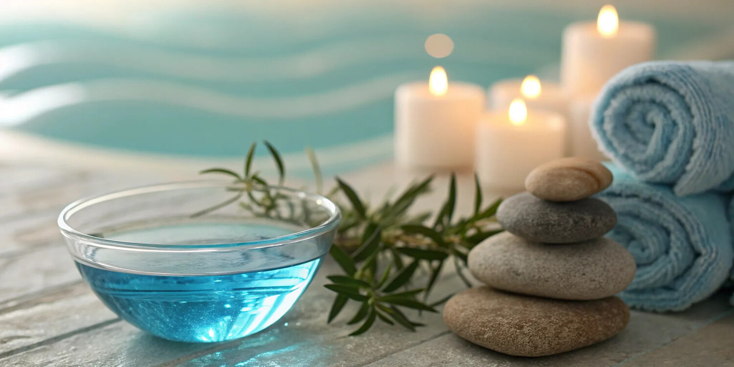 A serene spa setting with stacked stones for the wellness benefits of the GHK-Cu, KPV, BPC-157, and TB500 blend.