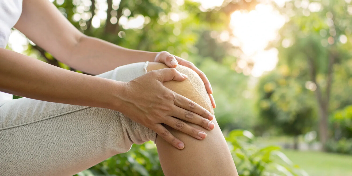 Stem cell joint injections for a person suffering from knee pain.