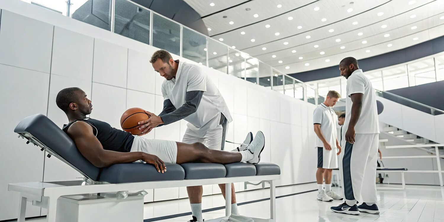 Doctor at Preferred Regen ATL evaluates an athlete for stem cell therapy.