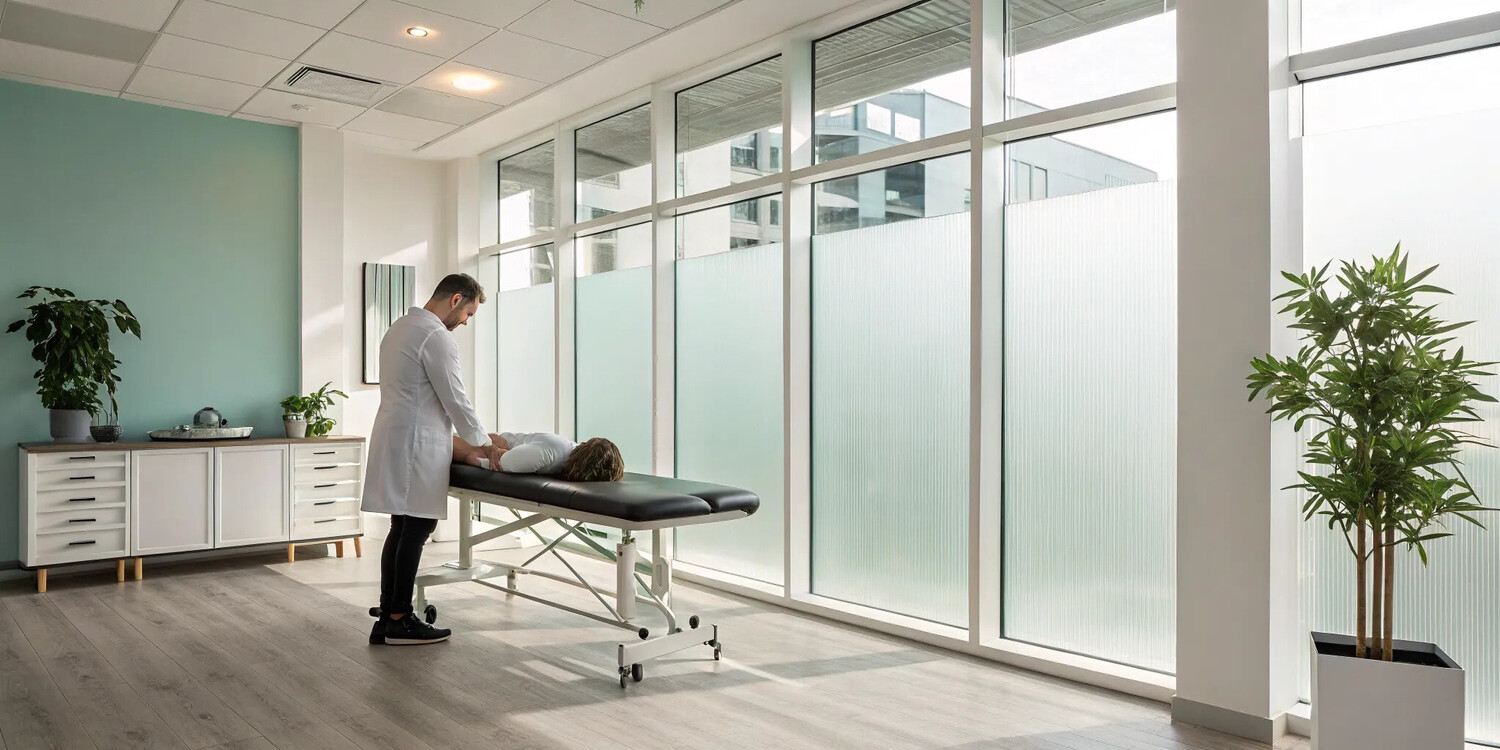 Patient receiving a wellness adjustment from a chiropractor as part of a membership plan.